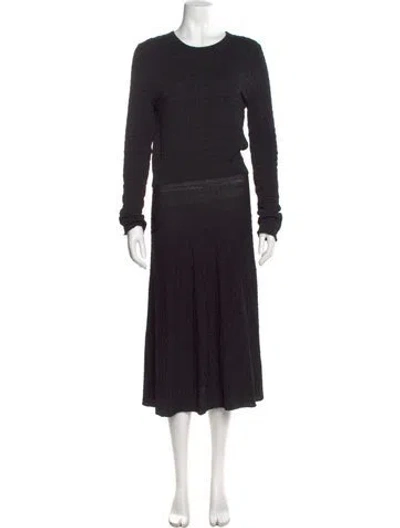 Pre-owned Rochas Crew Neck Midi Length Dress In Black