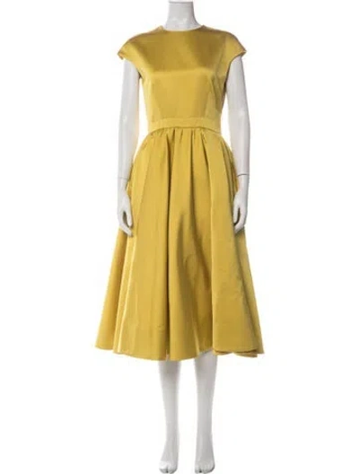 Pre-owned Rochas Crew Neck Midi Length Dress In Yellow
