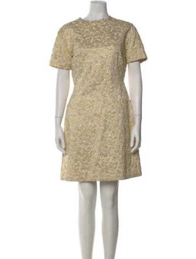 Pre-owned Rochas Crew Neck Mini Dress In Gold