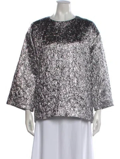 Pre-owned Rochas Crew Neck Three-quarter Sleeve Top In White