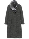 Rochas Detachable-collar Coat In Grey
