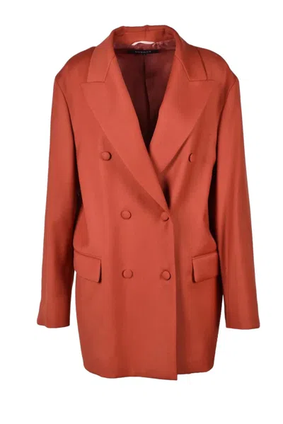 Rochas Double-breasted Blazer Jacket - Rust In Red