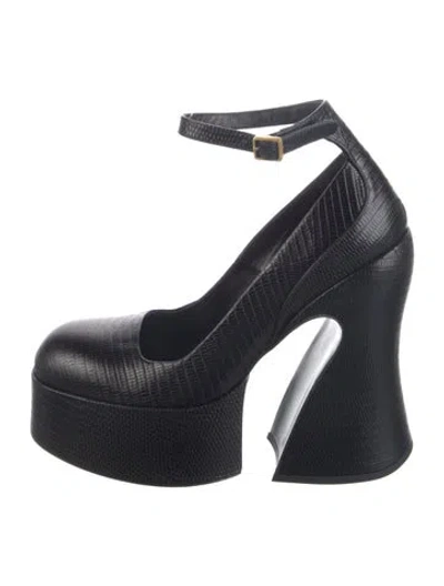 Pre-owned Rochas Embossed Leather Pumps In Multi