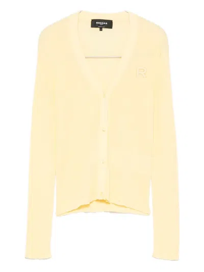 Rochas Embroidered-logo V-neck Cardigan In Multi