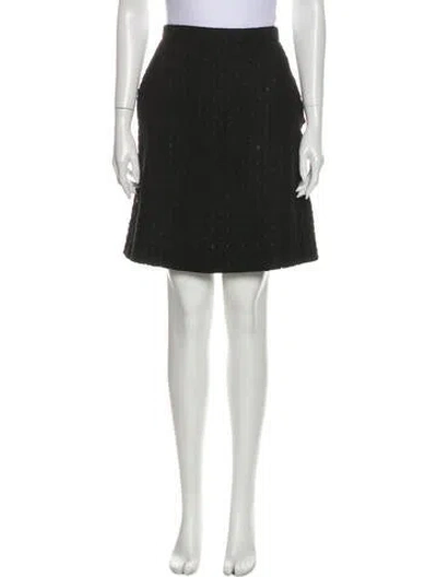 Pre-owned Rochas Eyelet Trim Knee-length Skirt In Black