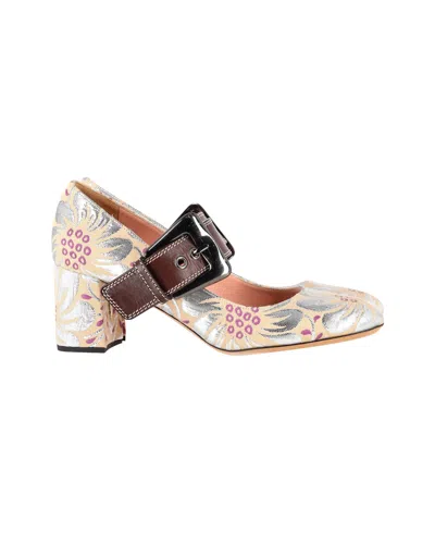 Rochas Floral Brocade Mary Jane Pumps In Multicolor Silk