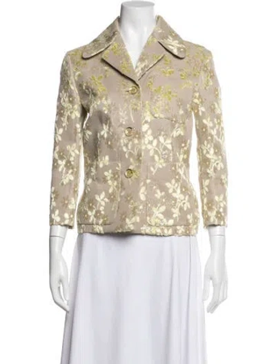 Pre-owned Rochas Floral Print Blazer In Neutral