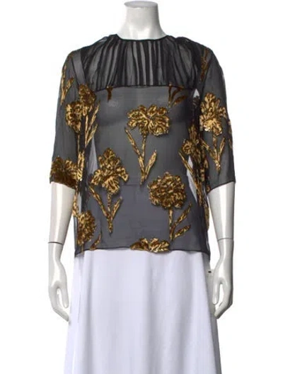 Pre-owned Rochas Floral Print Crew Neck Top In Multicolor