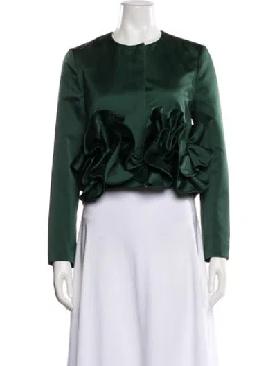 Pre-owned Rochas Floral Print Evening Jacket In Green