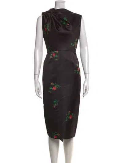 Pre-owned Rochas Floral Print Knee-length Dress In Black