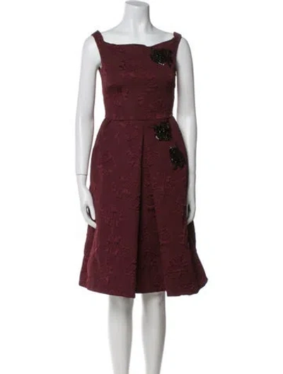 Pre-owned Rochas Floral Print Knee-length Dress In Burgundy