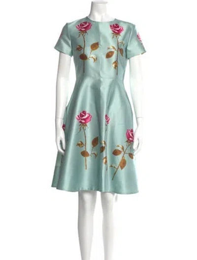 Pre-owned Rochas Floral Print Knee-length Dress In Green