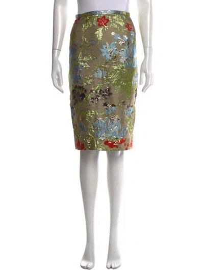 Pre-owned Rochas Floral Print Knee-length Skirt In Neutrals