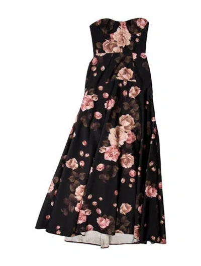Pre-owned Rochas Floral Print Long Dress In Blue