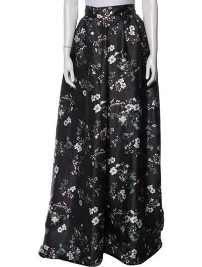Pre-owned Rochas Floral Print Long Skirt W/ Tags In Black