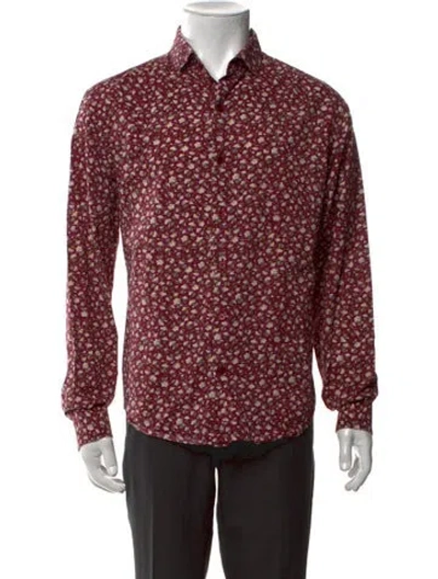 Pre-owned Rochas Floral Print Long Sleeve Shirt In Red