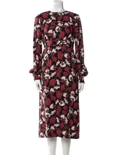 Pre-owned Rochas Floral Print Midi Length Dress In Red