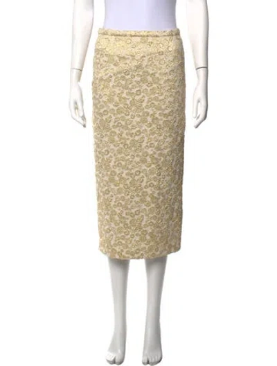 Pre-owned Rochas Floral Print Midi Length Skirt In Neutrals