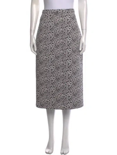 Pre-owned Rochas Floral Print Midi Length Skirt W/ Tags In Blue
