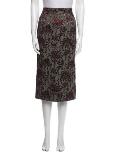Pre-owned Rochas Floral Print Midi Length Skirt In White