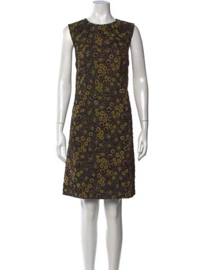 Pre-owned Rochas Floral Print Mini Dress In Gold/metallic
