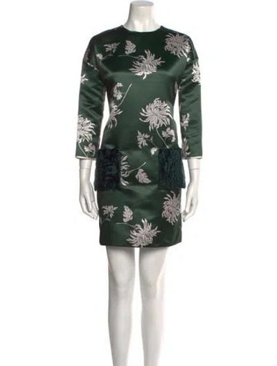 Pre-owned Rochas Floral Print Mini Dress In Green