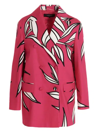 Rochas Floral-print Cotton Blazer In Fuchsia