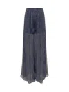 Rochas Metallic-threading Flared Trousers In Blue