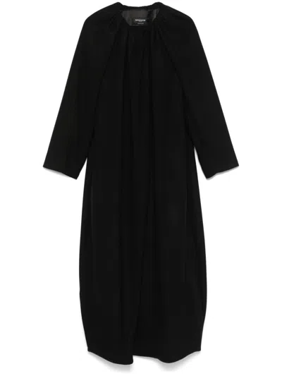 Rochas Gathered-neck Coat In Black