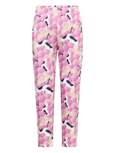 Rochas Graphic Birds Trousers In Pink