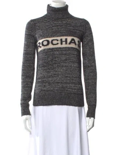Pre-owned Rochas Graphic Print Turtleneck Sweater In Gray