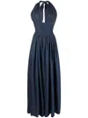 Rochas Long Maxi Dress In Blau