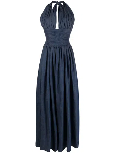 ROCHAS HALTERNECK DENIM MAXI DRESS