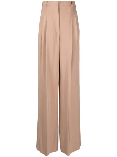 Rochas High-waisted Straight-leg Trousers In Braun