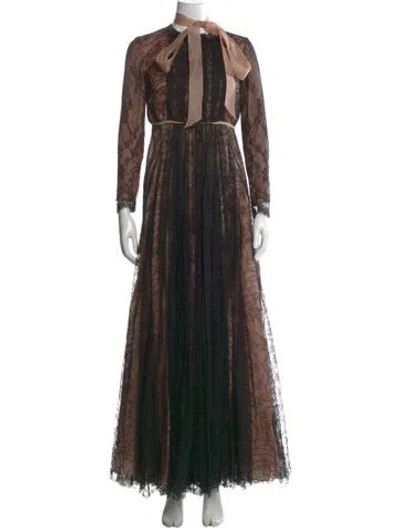 Pre-owned Rochas Lace Long Dress In Black