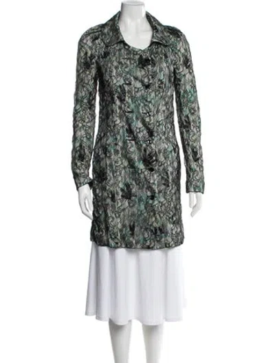 Pre-owned Rochas Lace Pattern Coat In Green