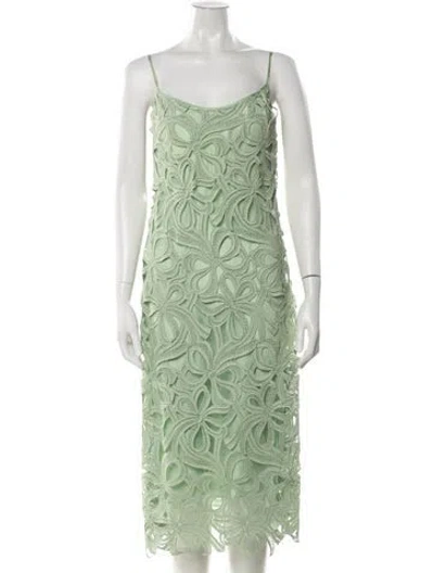 Pre-owned Rochas Lace Pattern Midi Length Dress In Green