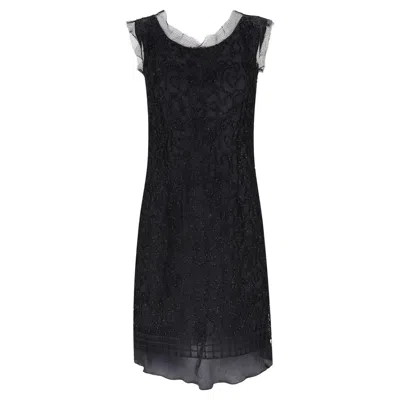 Pre-owned Rochas Lace Textured-embellished Dress In Black