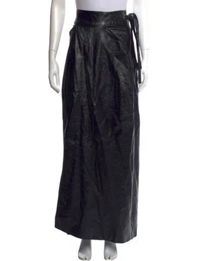 Pre-owned Rochas Lamb Leather Long Skirt In Black