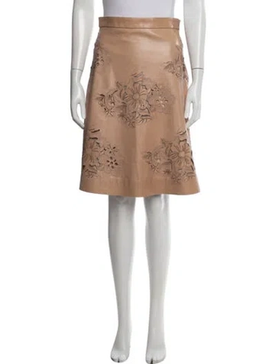 Pre-owned Rochas Lamb Leather Midi Length Skirt In Neutrals