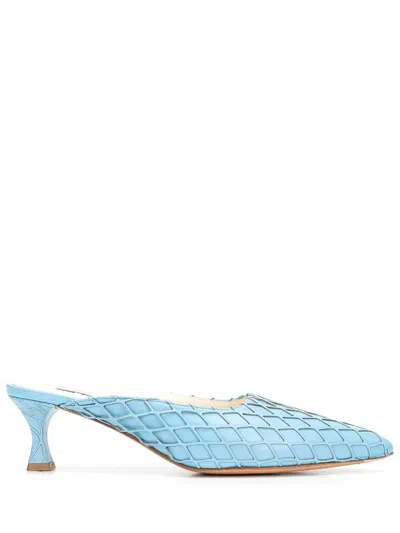 Rochas Laser-cut Mules In Blue