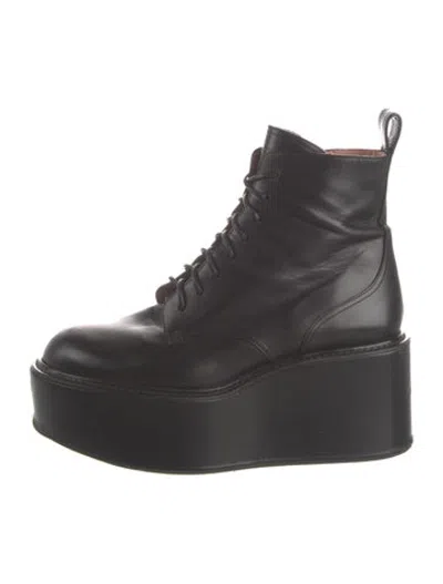 Pre-owned Rochas Leather Combat Boots In Black