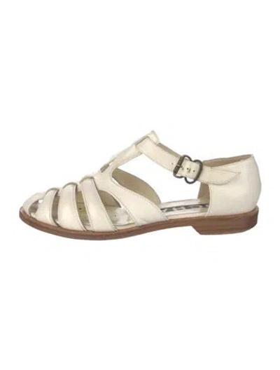 Pre-owned Rochas Leather Flats In Neutral