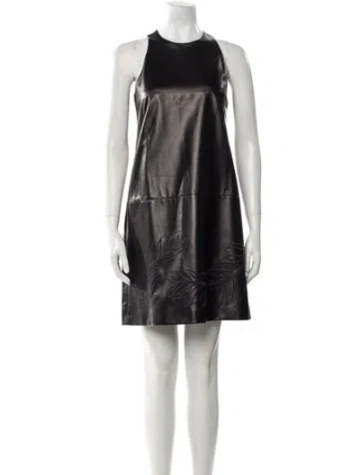 Pre-owned Rochas Leather Mini Dress In Black