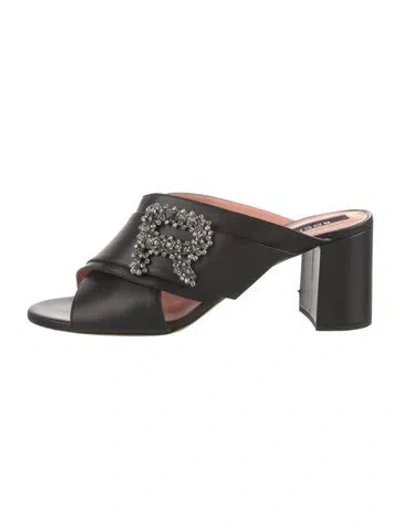 Pre-owned Rochas Leather Slides In Black