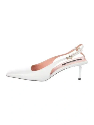 Pre-owned Rochas Leather Slingback Pumps In White
