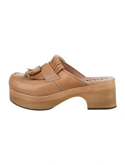 Pre-owned Rochas Leather Tassel Accents Mules In Neutral