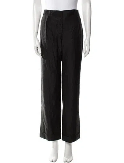 Pre-owned Rochas Linen Straight Leg Pants In Black