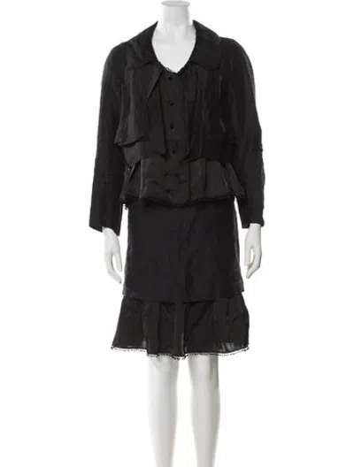 Pre-owned Rochas Linen Tassel Accents Skirt Set In Black