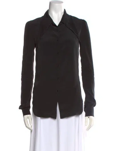 Pre-owned Rochas Long Sleeve Blouse In Black